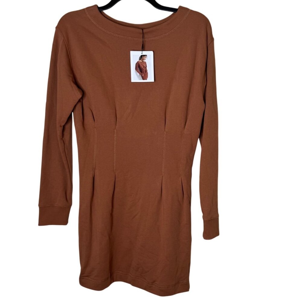 Nation LTD Ronni Dress Tobacco Brown M NWT Peruvian Cotton Minimalist - Picture 3 of 8